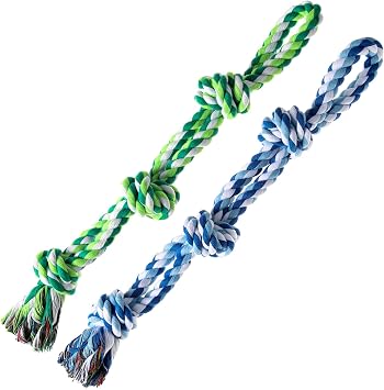 XIGOU Dog Rope Toy, 2 Pcs Indestructible Dogs Toys, Dog Chew Toys for Aggressive Chewers, Tough Puppy Teething Chew Toys for Boredom, Dental Cleaning Tug of War Dog Toy, Great for Small to Large Breed