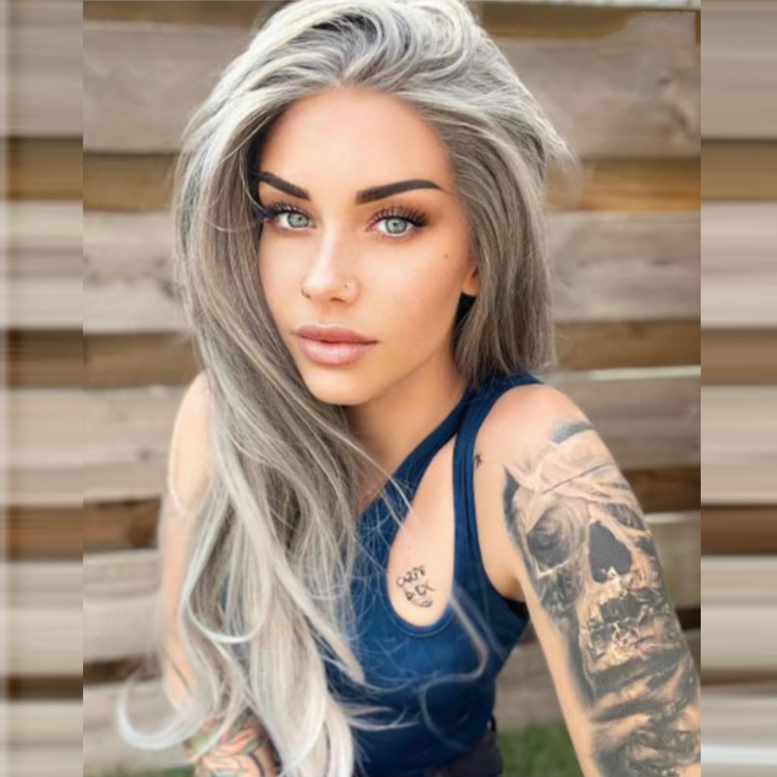 AFBeauty Lace Front Wigs for Women Grey Silver Wig Long Natural Straight Gray Ash Platinum Blonde Real Hair Wig Glueless Lace Wigs Pre Plucked