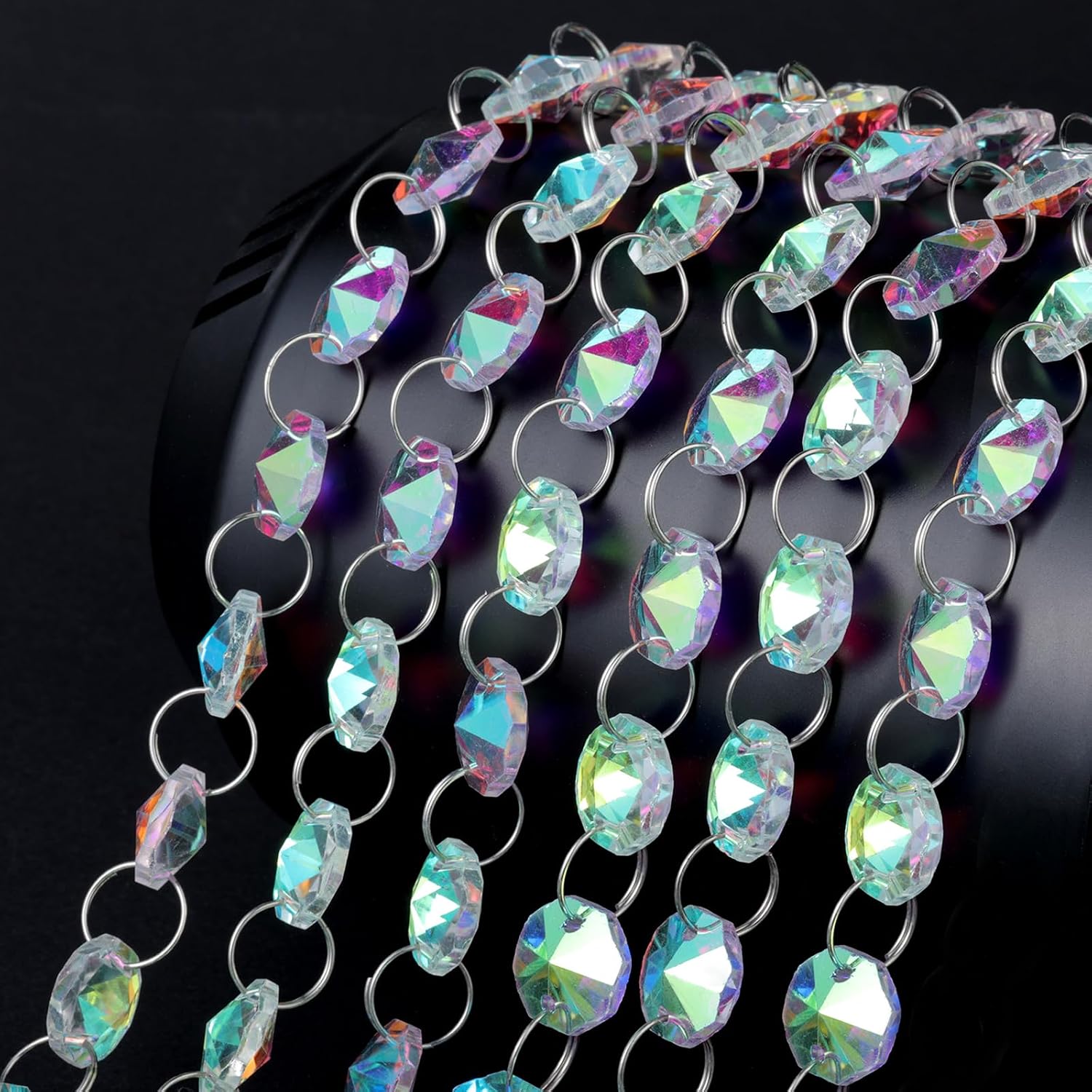 33FT K9 Glass Crystal Garland Chandelier Hanging AB Crystals Beads Strands