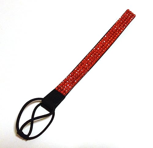 Miniatura 2 de Diadema elástica de cristal con diamantes de imitación, 4 filas, banda elástica para el cabello para mujer (negro)