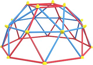 Outsunny 6FT Climbing Dome, Geometric Dome Climber, Indoor Outdoor Jungle Gym w/Rust & UV-Resistant Steel for 3-8 Years-Red