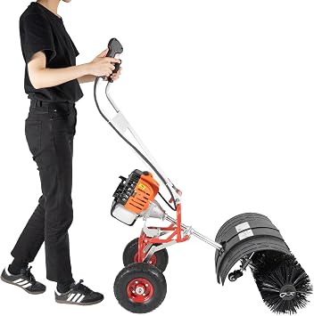 Gas Power Broom Sweeper,Artificial Grass Sweeper,Artificial Turf Vacuum,Powered Brush Sweeping Broom Walk-Behind Outdoor Hand Push Sweep Machine for Lawn Leaf Snow Grass Gravel Cleaning
