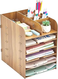 Schreibtisch Organizer Holz, Ordnungssystem Tisch Organizer Büro A4 Briefablage Ablagefächer Papierablage