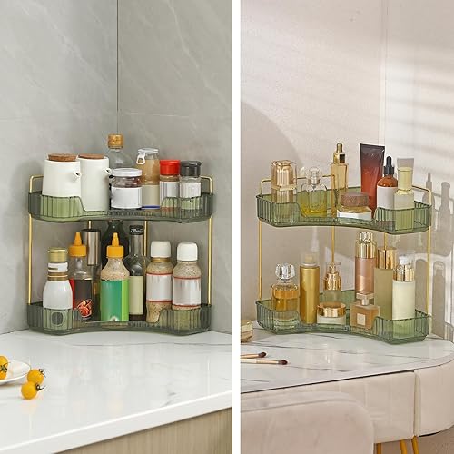 Miniatura 6 de Organizador de esquina para encimera de baño, bandejas de tocador para mostrador, organizadores de maquillaje, bandeja de perfume, estante de