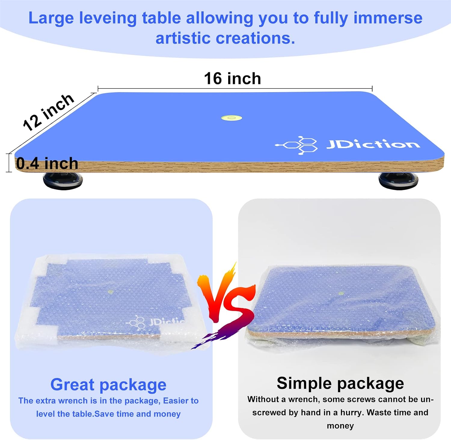 JDiction Resin Leveling Table for Epoxy Resin & Art Work,16''x 12'' Adjustable Self Leveling Epoxy Resin Accessories, Resin Supplies, Acrylic Pouring Tool, Multipurpose Resin Leveling Board