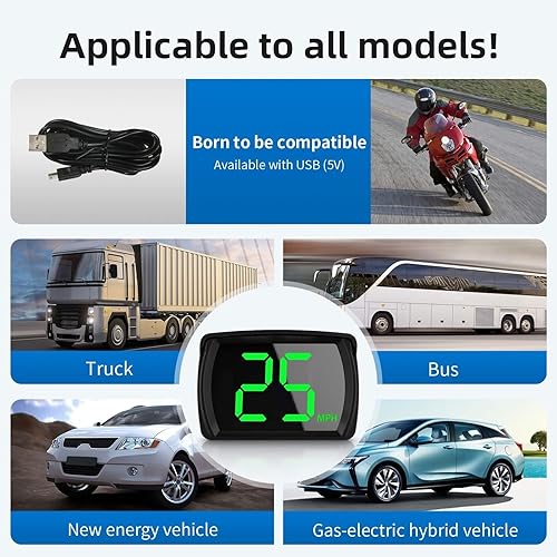 Miniatura 2 de Velocímetro GPS Hud para automóvil, pantalla frontal para automóviles con velocidad, MPH USB Plug and Play, adecuado para todos los monitores de