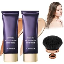 Body Coverage Perfector All Over Complexion Perfector with Brush Tattoo Cover Waterproof Leg Body Make-Up Waterproof Cover Cream for Body Scar Cover Makeup Brown + Natural