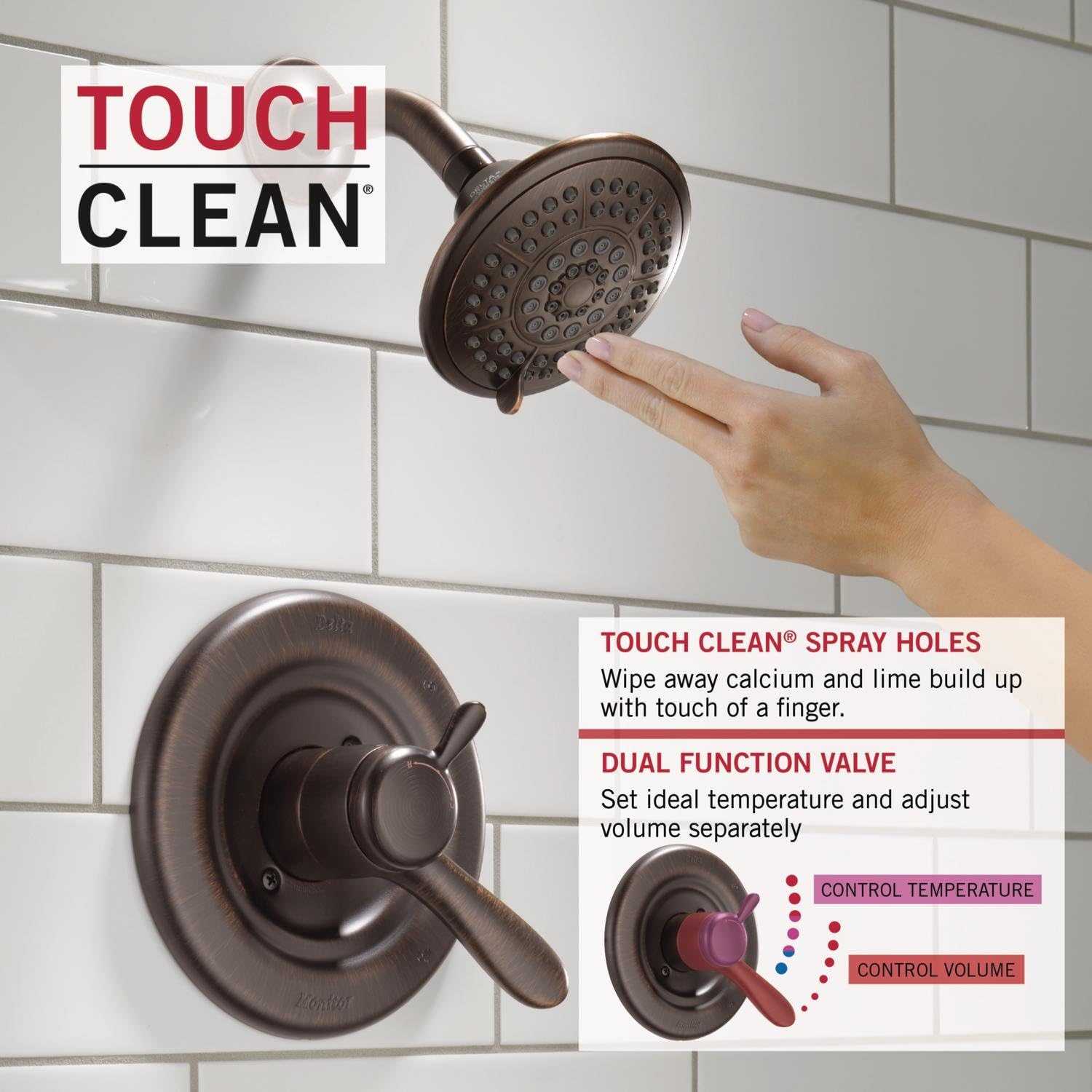 Delta Faucet Lahara 17 Series Dual-Function Tub and Shower Trim Kit with 5-Spray Touch-Clean Shower Head, Venetian Bronze T17438-RB (Valve Not Included) (Pack of 3)