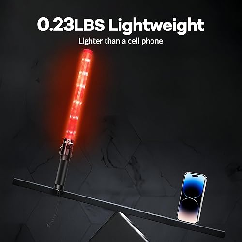 Miniatura 5 de SIMAZO Varita de tráfico de señal de 21 pulgadas con 3 modos intermitentes y 9 luces LED, bastón de seguridad de tráfico con clip lateral para