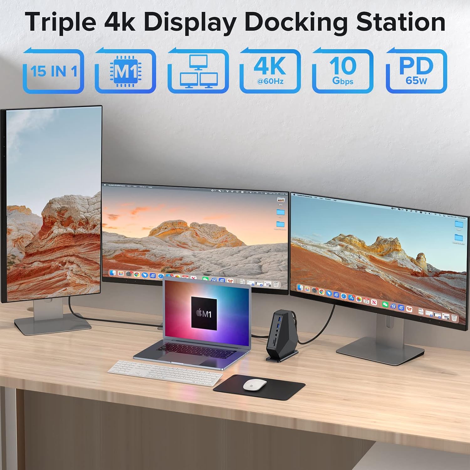 One-Day Sale: Up to 80% Off 4URPC Triple 4K Monitor Docking Station for USB-C Windows MacBook Pro Triple/Dual 4K Video Outputs with Dual HDMI & DisplayPort, 5 x USB-A, 60W Power Delivery, Ethernet, Audio & Mic for macOS Black Super Big Clearance! 4URPC Triple 4K Monitor Docking Station for USB-C Windows MacBook Pro Triple/Dual 4K Video Outputs with Dual HDMI & DisplayPort, 5 x USB-A, 60W Power Delivery, Ethernet, Audio & Mic for macOS Black