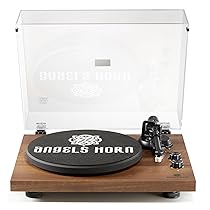 ANGELS HORN Giradischi Vinile, Giradischi Bluetooth, Lettore Vinile con Contrappeso Regolabile e Cartuccia Magnetica e 2 Velocità 33, 45 RPM – Legno