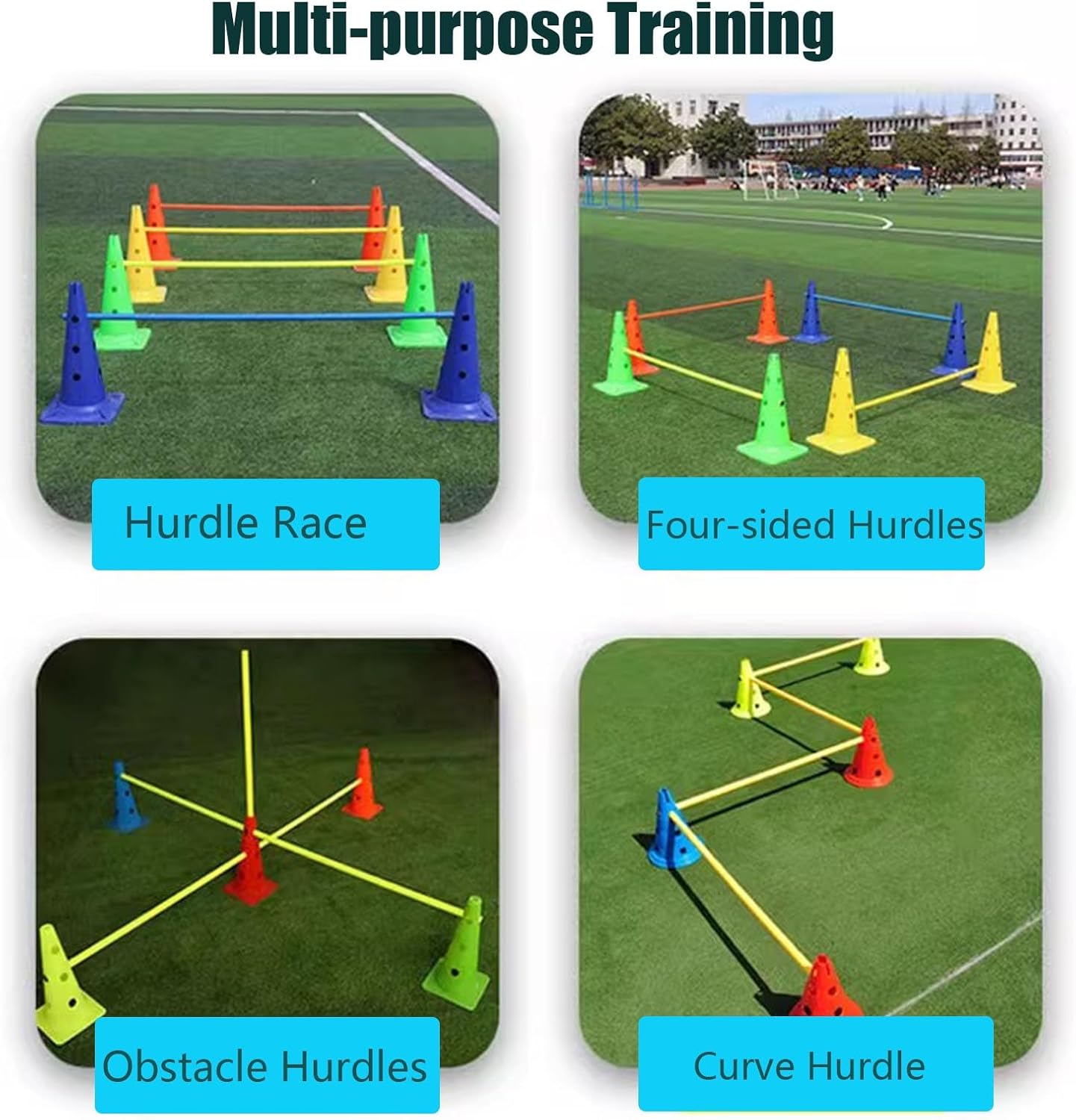 Agility Hurdle Cone 5pc Set, Detachable Slalom Training Agility Poles for Players Adult Children and Dog, Outdoor Sport Traning Equipment (Size : 1m/39.4in)