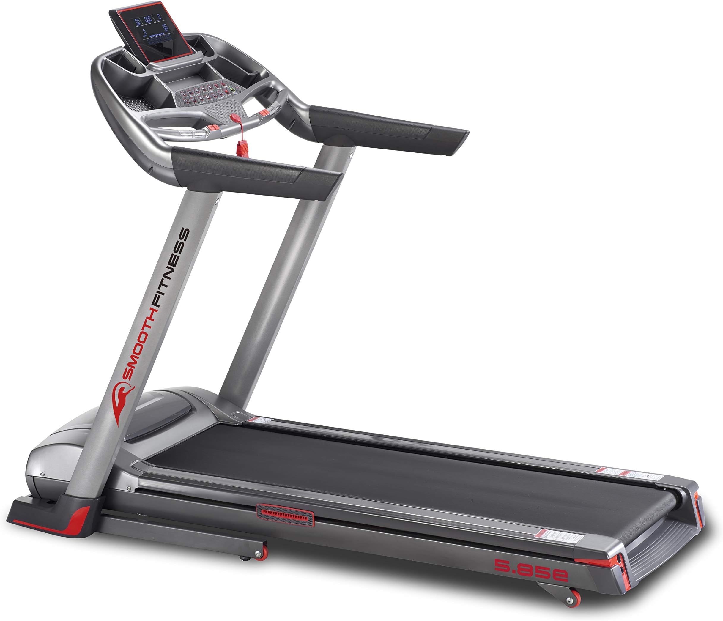 Smooth Fitness 5.15e Plus Treadmill - Connect+ App Control, 44 x 130 cm Running Surface, 2.0 HP Motor, Electronic Tilt Angle Adjustment 0-12%, 36 Programmes, Heart Rate Training