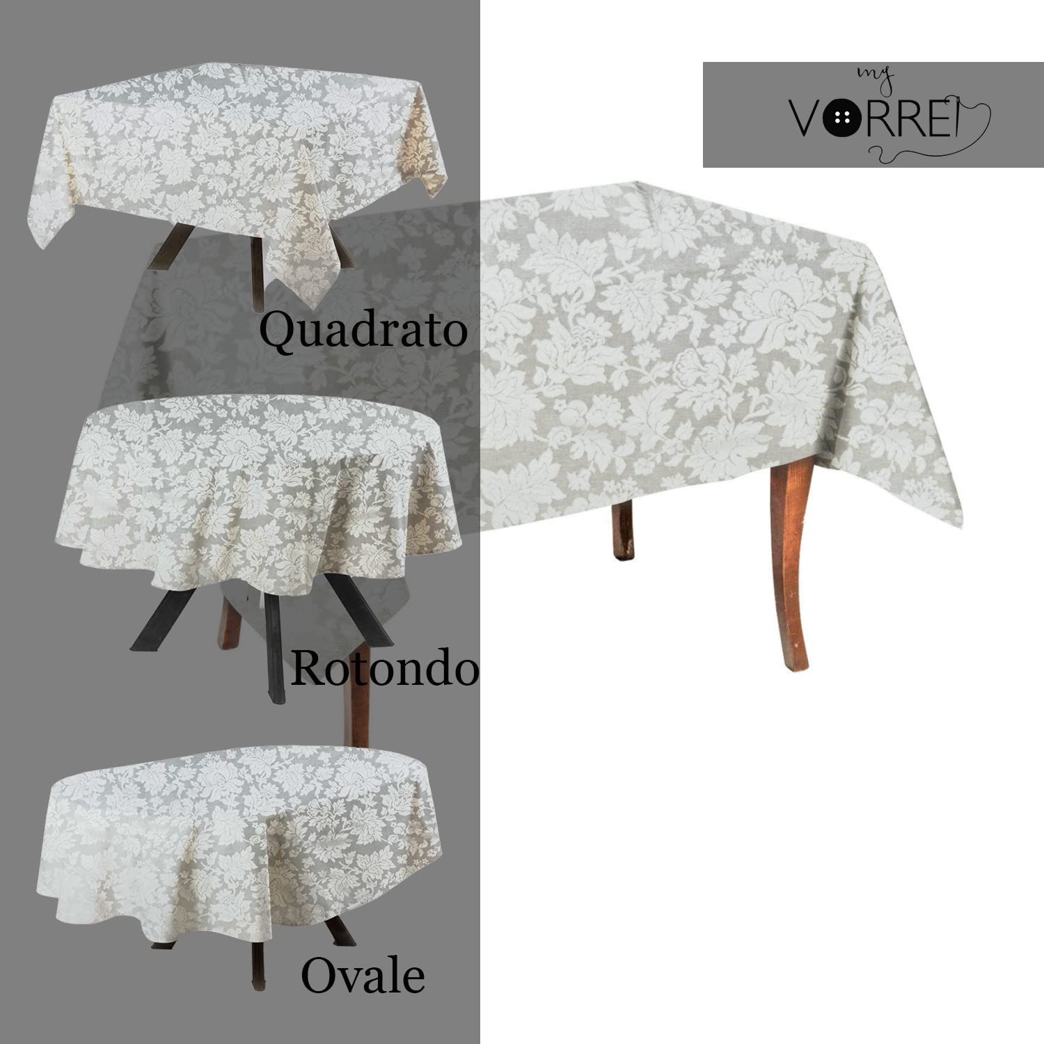 Mantel rectangular antimanchas, jacquard, poliéster, 100% 180x270
