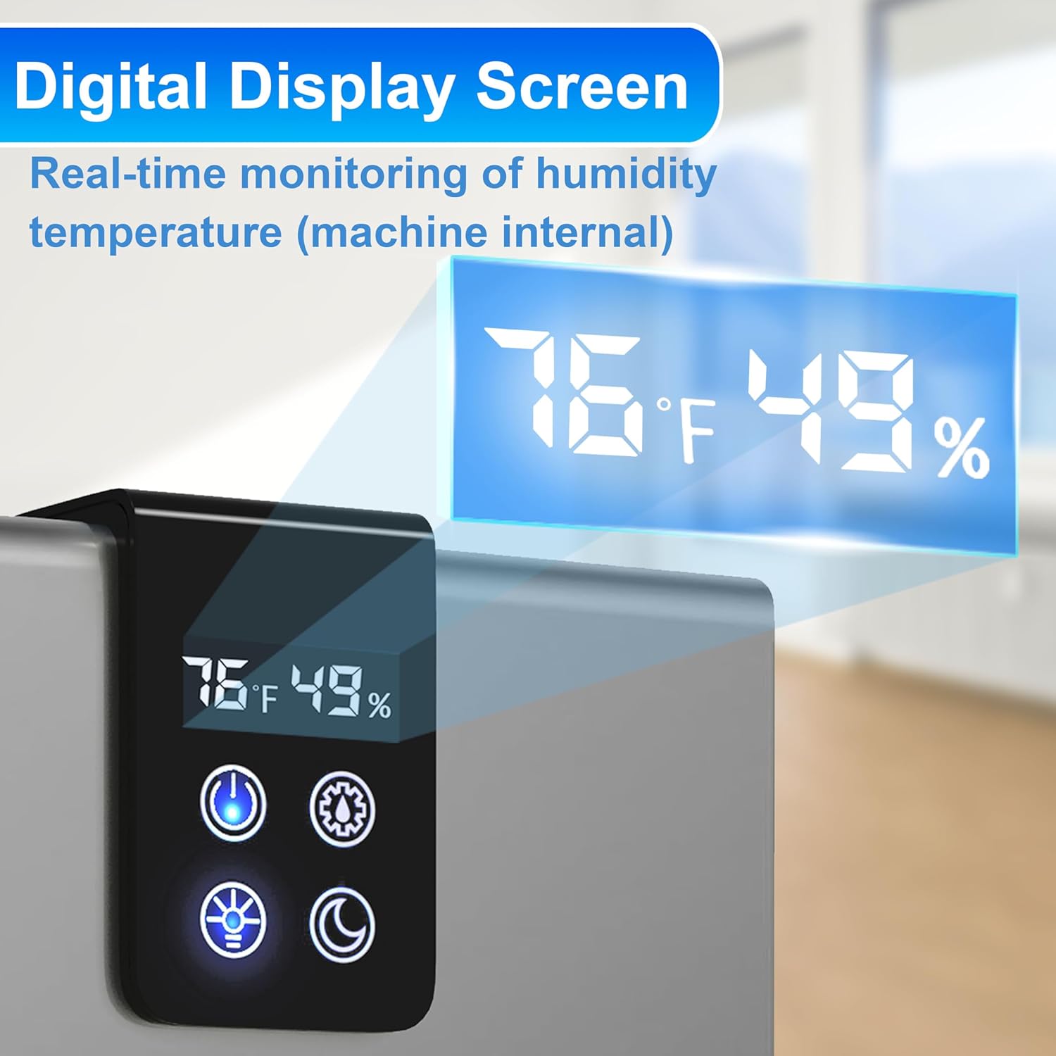 Close-up of the digital display screen