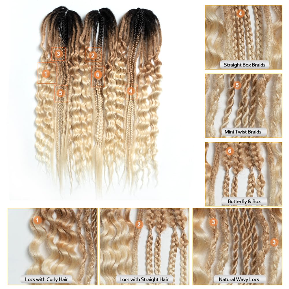 FASHION IDOL MIX crochet hair includes box braids curly hair twist butterfly braids and locs with straight hair ends 24 Inches combining multiple hairstyles together