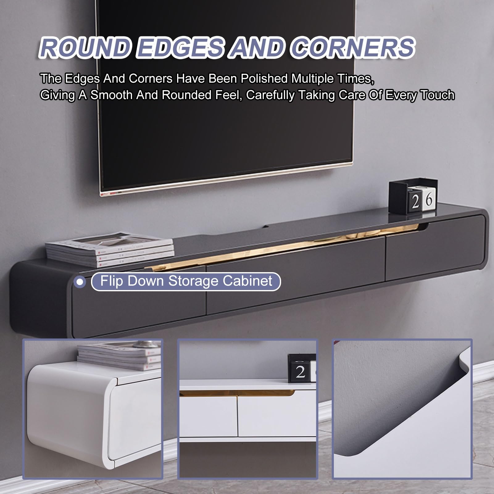 Moderne TV Wandhalterung mit Kabelmanagement Elegante Schwarz Schwimmende TV Konsole für Fernseher bis 60 Zoll Stilvolle Home Entertainment Lösung