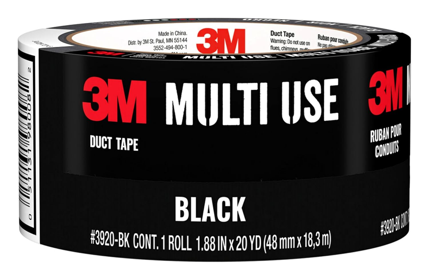 3M Duct Tape Black, 3920BK BLACK DUCT TAPE 48MM X 18.2M