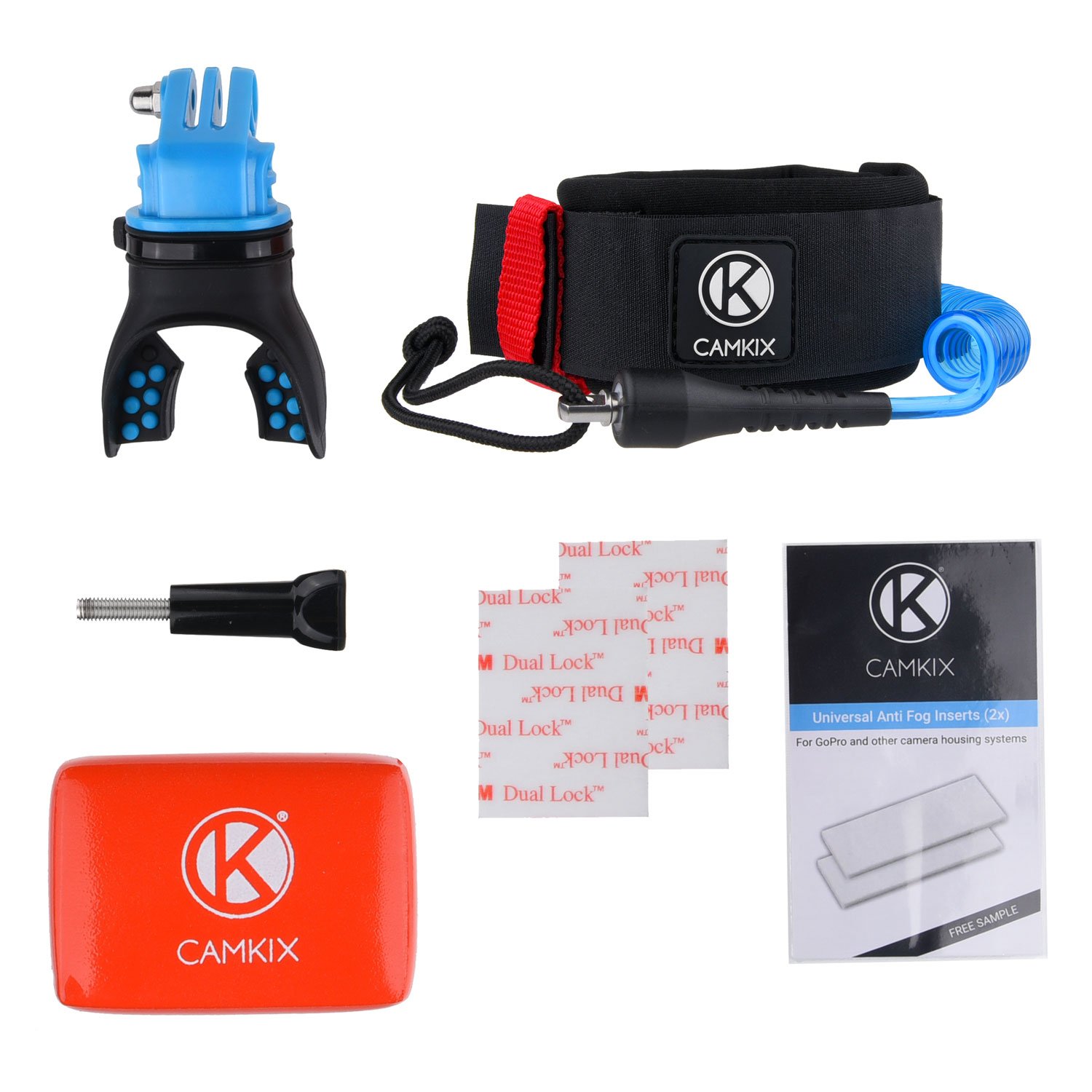 CAMKIX Surf Embout de Bouche et la Courroie de Bras Compatible avec Tous Les caméras GoPro Hero et Autres caméras avec Support Compatible - Mains Libres pour Les Sports d'action d'eau