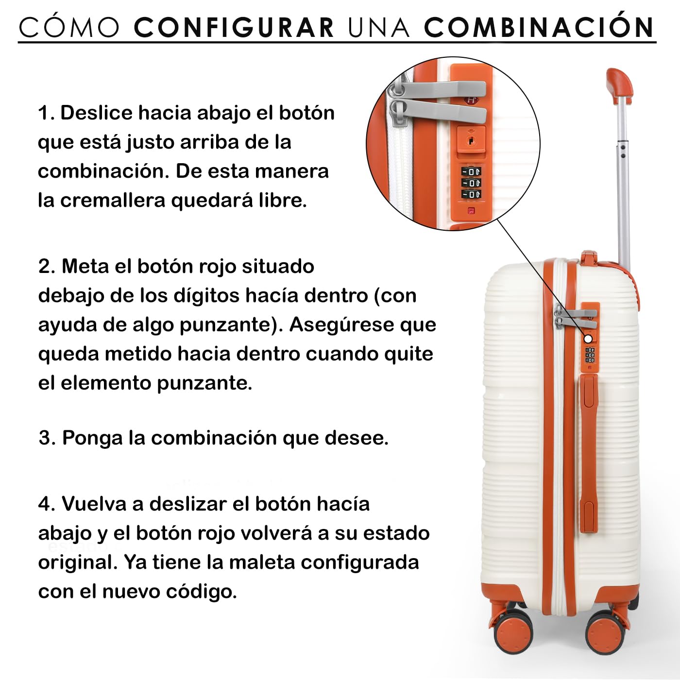 MERCURY TEXTIL- Juego de 4 Maletas de Viaje (Hueso) | Neceser, Cabina, Mediana y Grande de Polipropileno con Ruedas Giratorias 360º y Cierre de Seguridad.