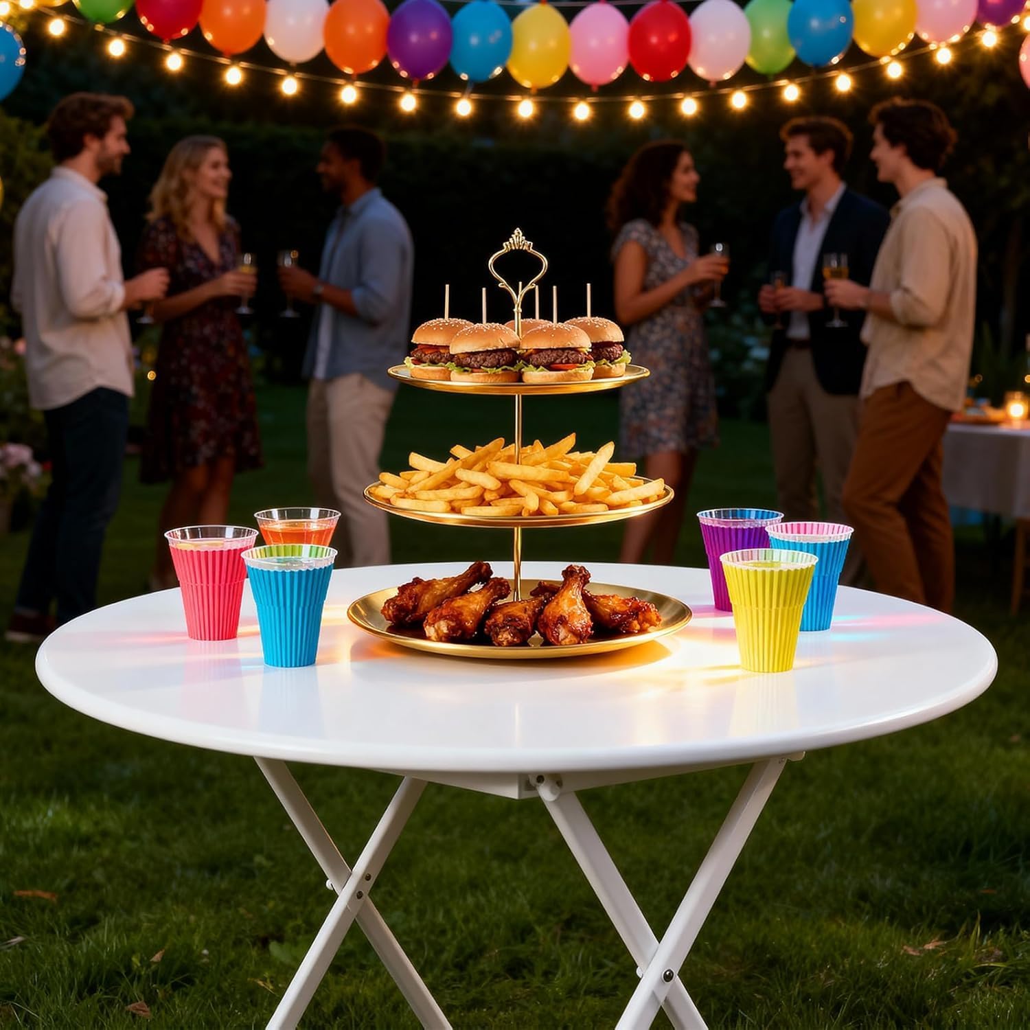 3 Tier Stainless Steel Cupcake Tower Dessert Stand 2 Pcs | Gold Plated Three Layer Cake Rack, Holiday Table Decoration Holder, Buffet Pastry Tiered Tray Wedding Birthday