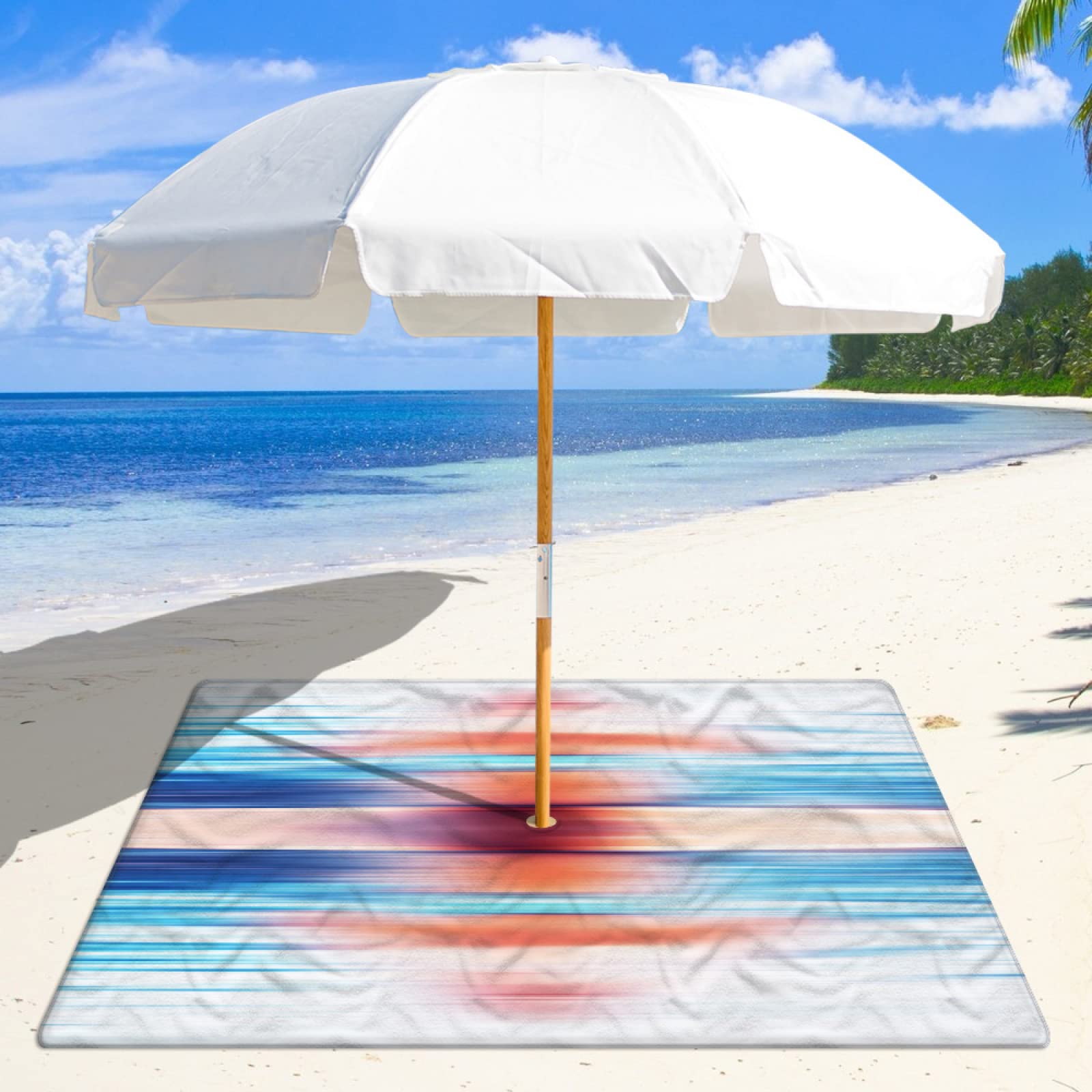 Estera De Pícnic Alfombra De Playa Manta Playa Estera De Playa Color Line Clause Almohadilla Para Sombrilla De Playa Agujero De 8 Cm Más Botón A Presión Almohadilla De Playa De Terciopelo De Doble Car
