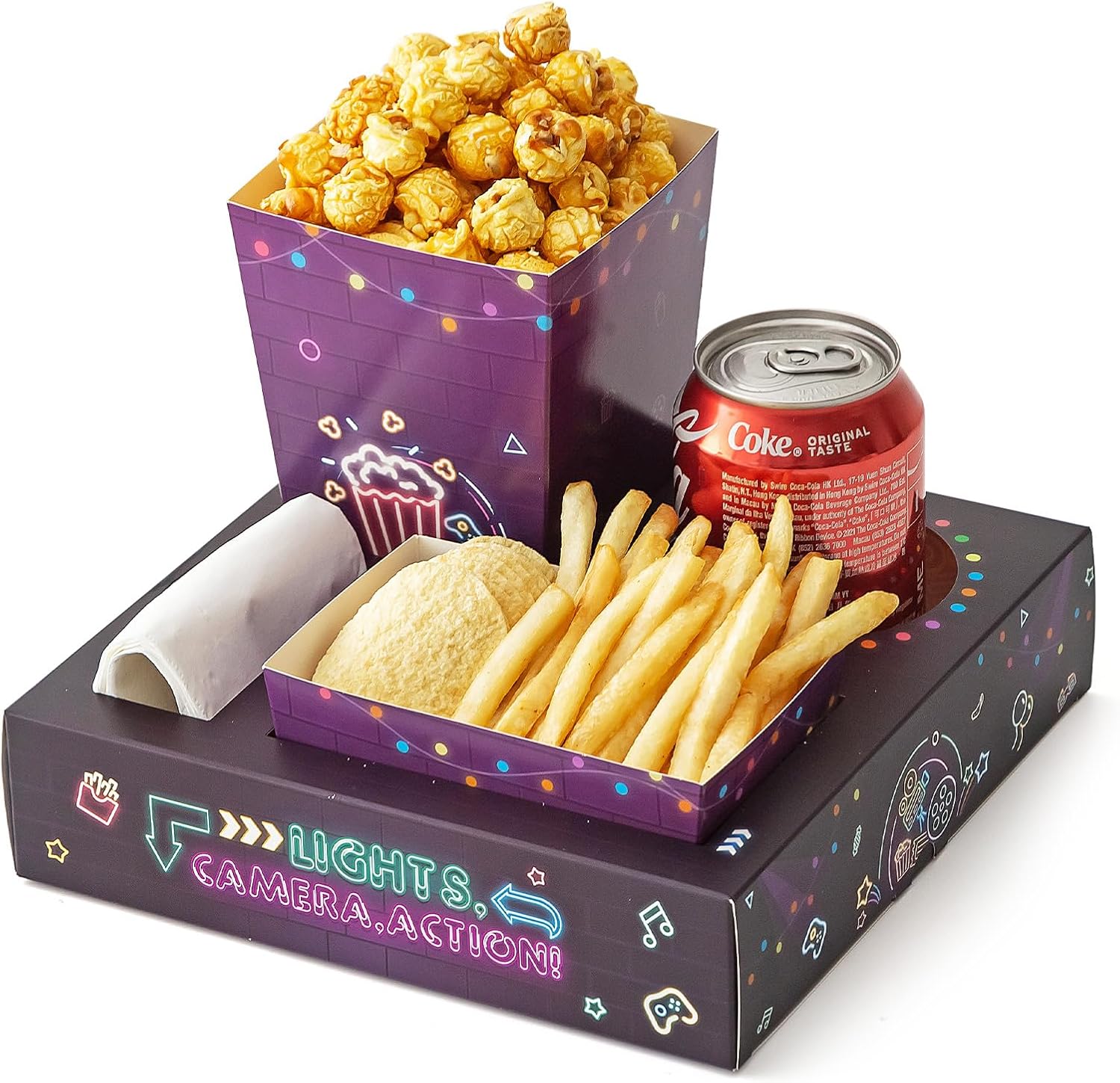 Baffect Small Movie Night Snack Tray 80pcs For Neon Movie Party (Set Of 20)
