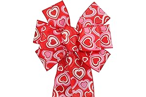 Pink Red Stacked Sparkle Hearts Valentine's Day Bow (8 inch bow)