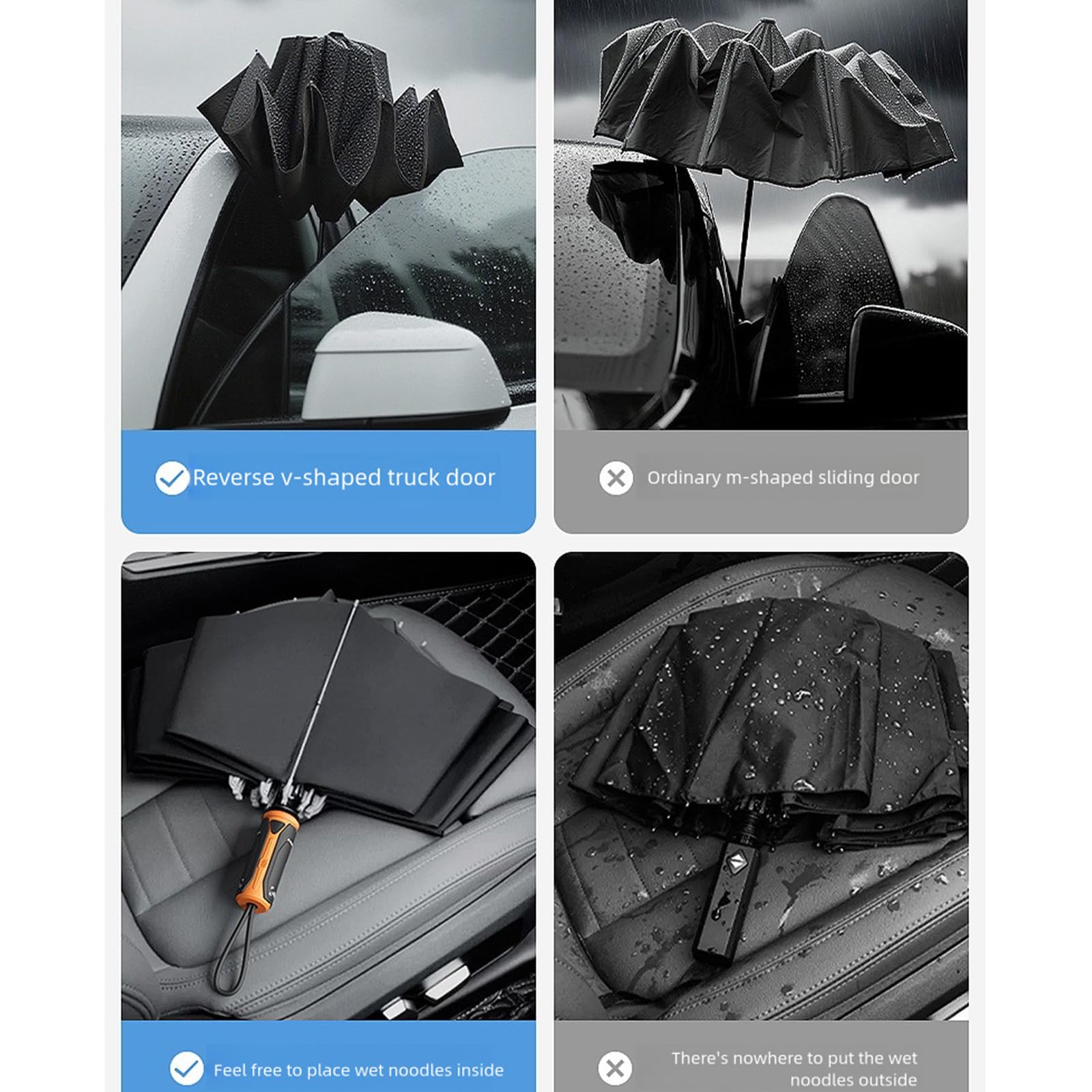 Ombrello automatico Stormprevent con semplice apertura grande baldacchino vento per forti piogge e ombrello pieghevole da viaggio auto
