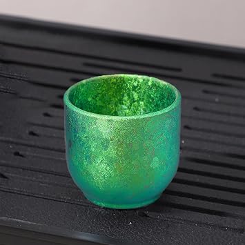 100ml / 3.4oz Titanium Tea Cup Double-Walled Hot Tea Mug Camping Sake Cup Lightweight 45g Travel Cup Durable Teaware for Hiking Backpacking Home used, Gift RT080T Green