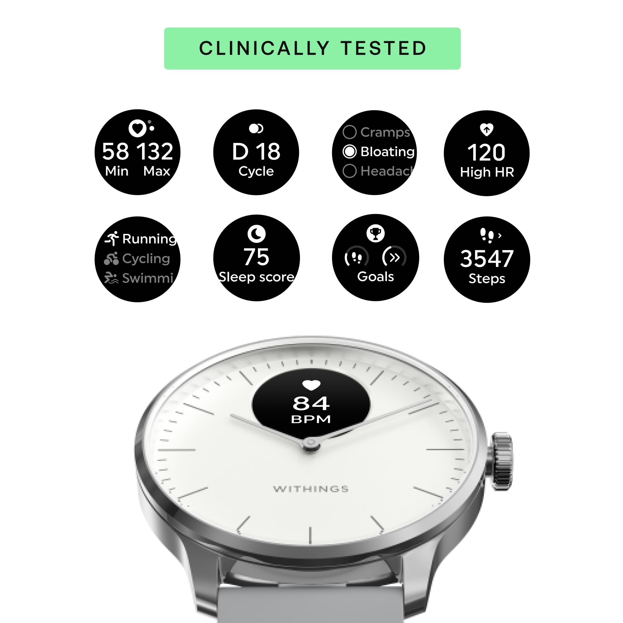 Withings ScanWatch Light, Hybrid Smartwatch, 24/7 Heart Monitoring, Activity Tracking, Cycle Tracking, Sleep Monitoring - Image 2