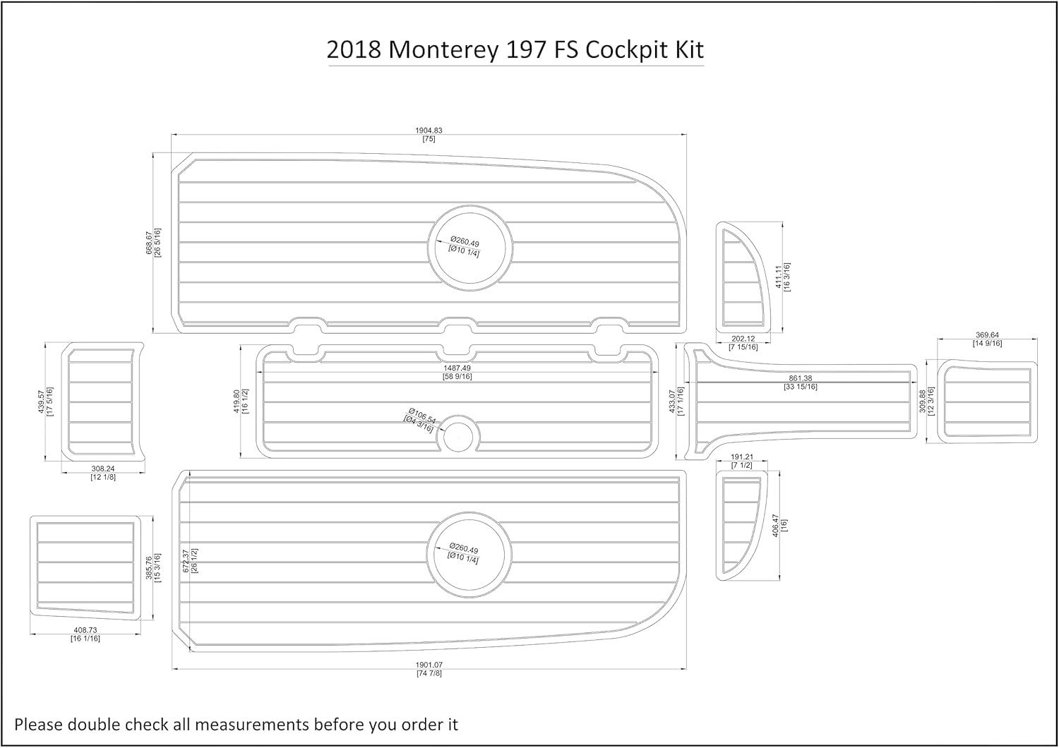 Boat EVA Faux Teak Decking Floor Compatible with 2018 Monterey 197 FS Cockpit Kit