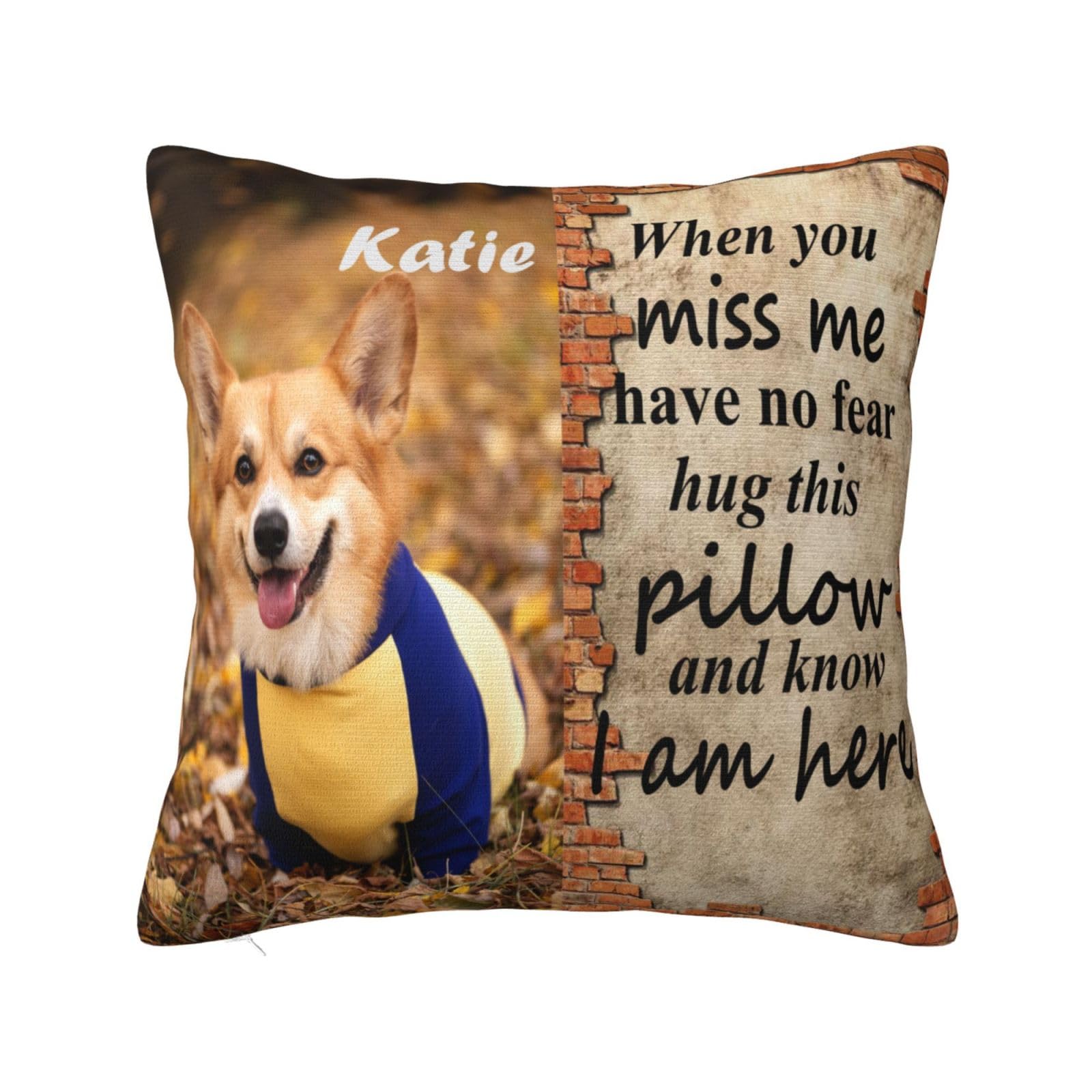 Rifyta Personalised Pet Bereavement Gifts: Photo Cushions for Dogs, Cats (2-Sides Printed, style 1) โ image 1