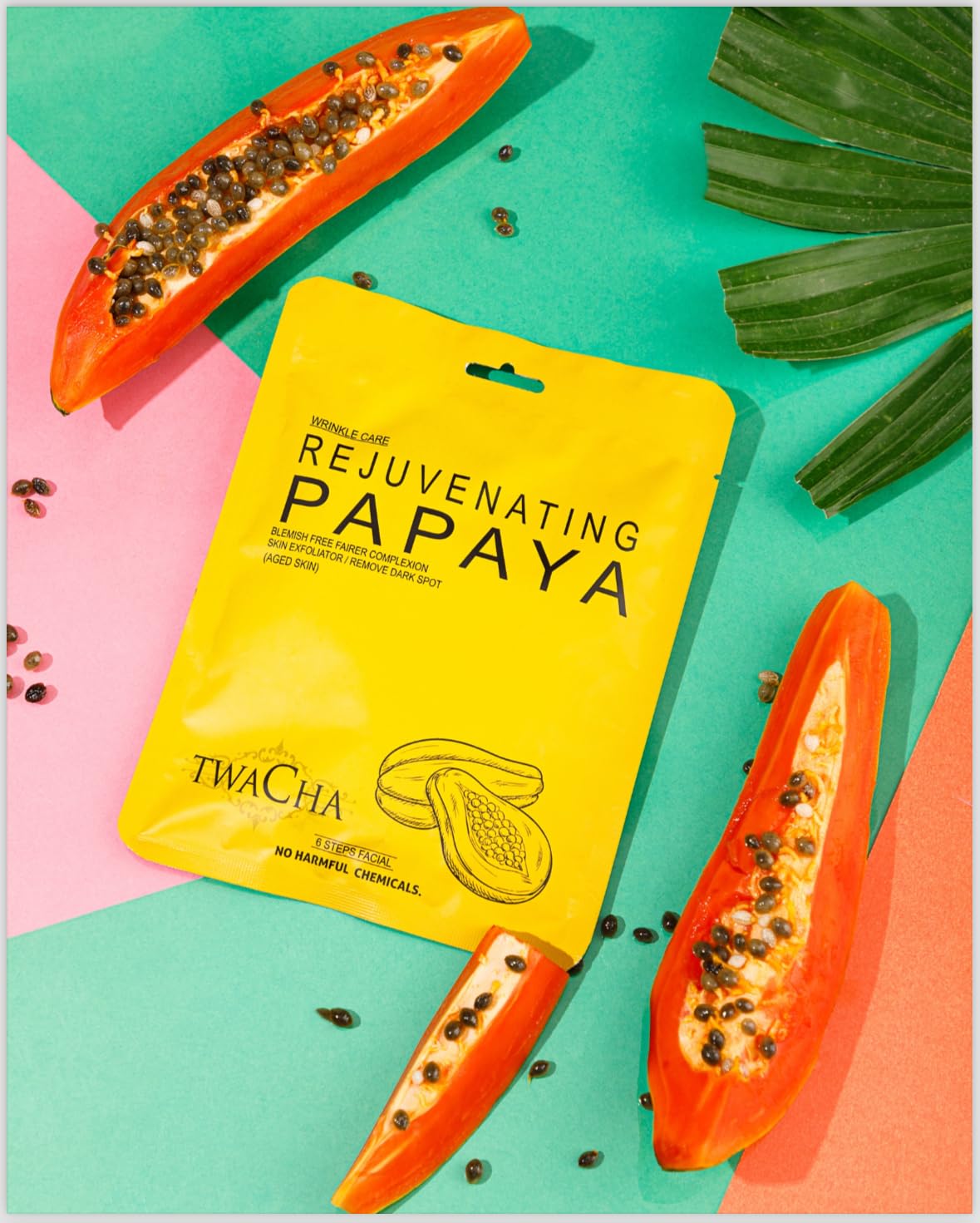 TWACHA Rejuvenating Papaya Facial Kit | Improves Complexion,Remove Dark Spots & Gently Exfoliates | Anti-Aging Glowing Skin | Suits All Skin Types | Ideal for both Men & Women | (6 Steps Facial) 1