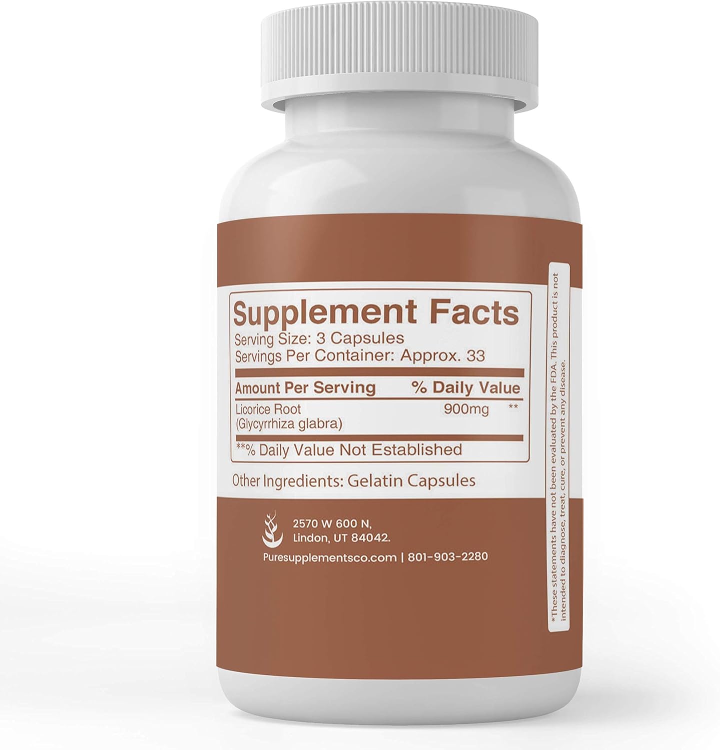 100% Pure Licorice Extract, 100 Capsules, 900mg Serving, Non-GMO & Gluten-Free, No Filler, Made in USA: Health & Personal Care