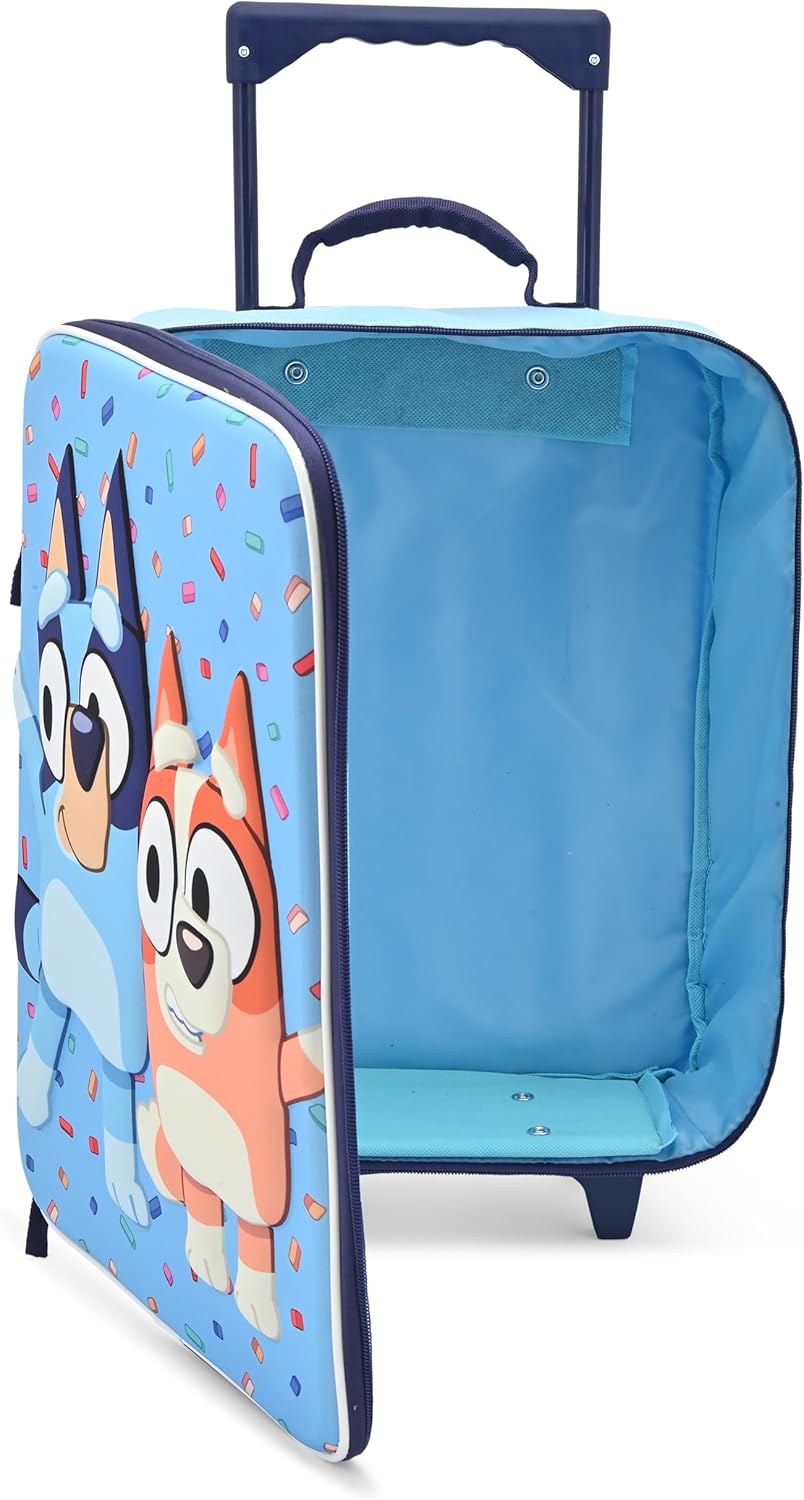 Fast Forward Bluey 16" Soft Luggage - Cute & Durable Carry-On Suitcase for Travel 16X12X5