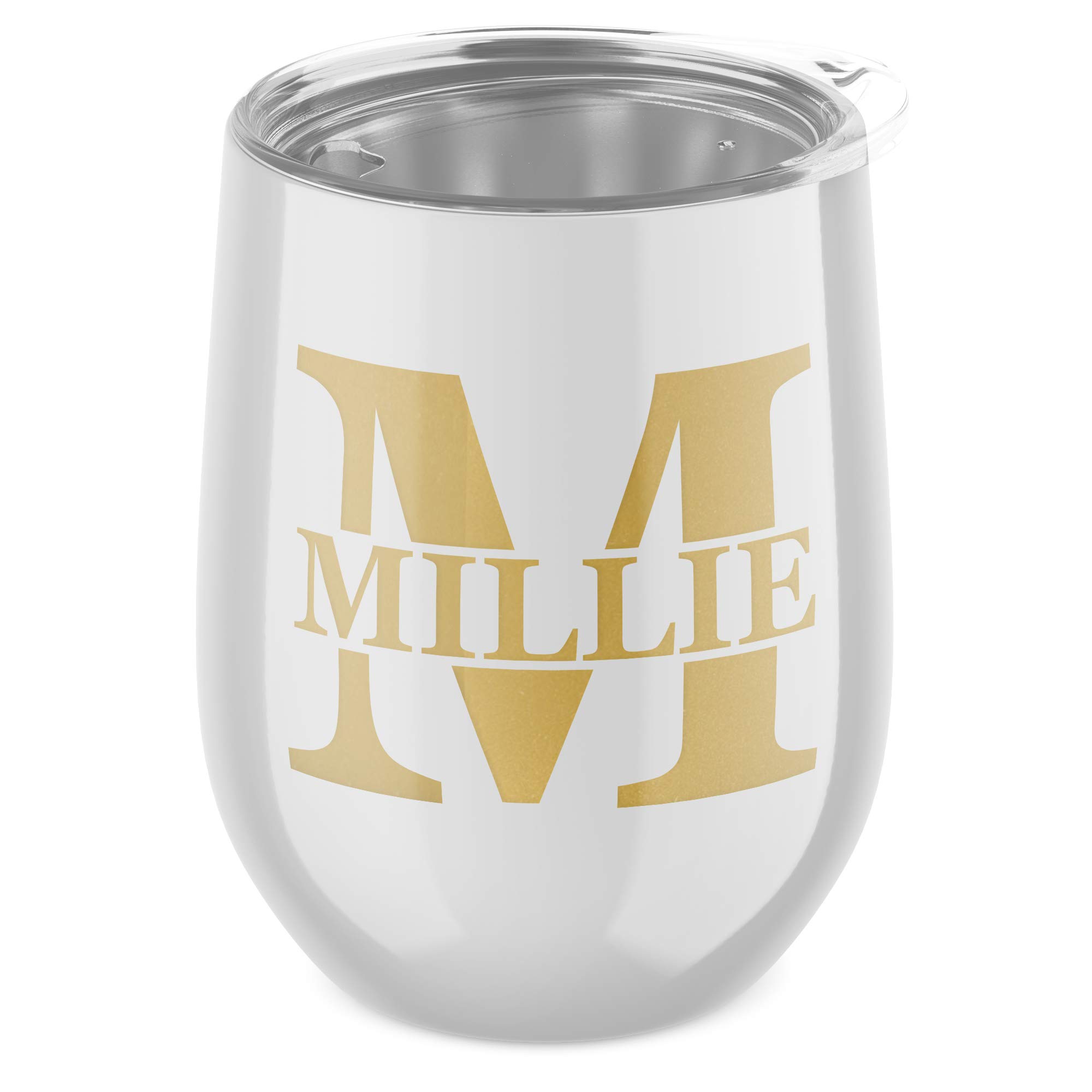 Womens Gold Custom Name Wine Tumbler - Wine Personalised Gifts for Her - Wine Drink Alcohol (Hot Pink)