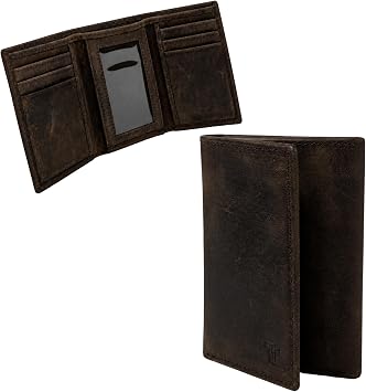 Leather Wallet TrifoldCard Holder | Real Genuine Leather Mens Wallet | RFID Secure | Fits 8 Cards | Tap to Pay Feature | Quality Credit Card Holder Brown