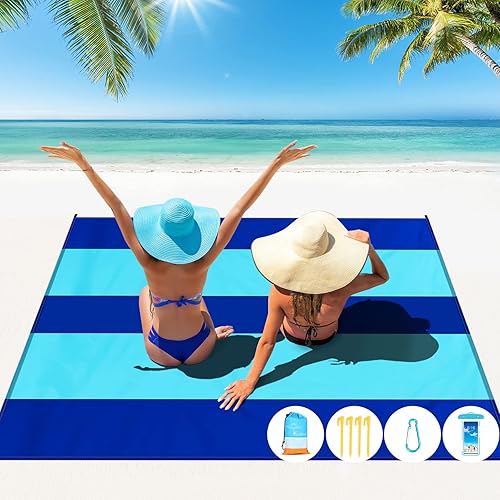 Miniatura 84 de Beach Blanket Oversized Extra Large 78" X 81",Waterproof Sandproof Beach Blanket 1-7 Adults Lightweight Durable for Travel Camping Hiking Picnic