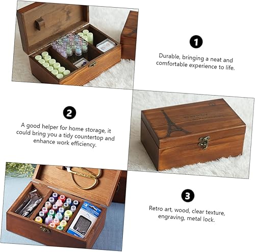 Miniatura 7 de ARTIBETTER 1pc Sewing Kit Desk Containers Wood Sewing Organizer Desktop Stationary Organizer Marker Storage Case Cajas Organizadoras Marker