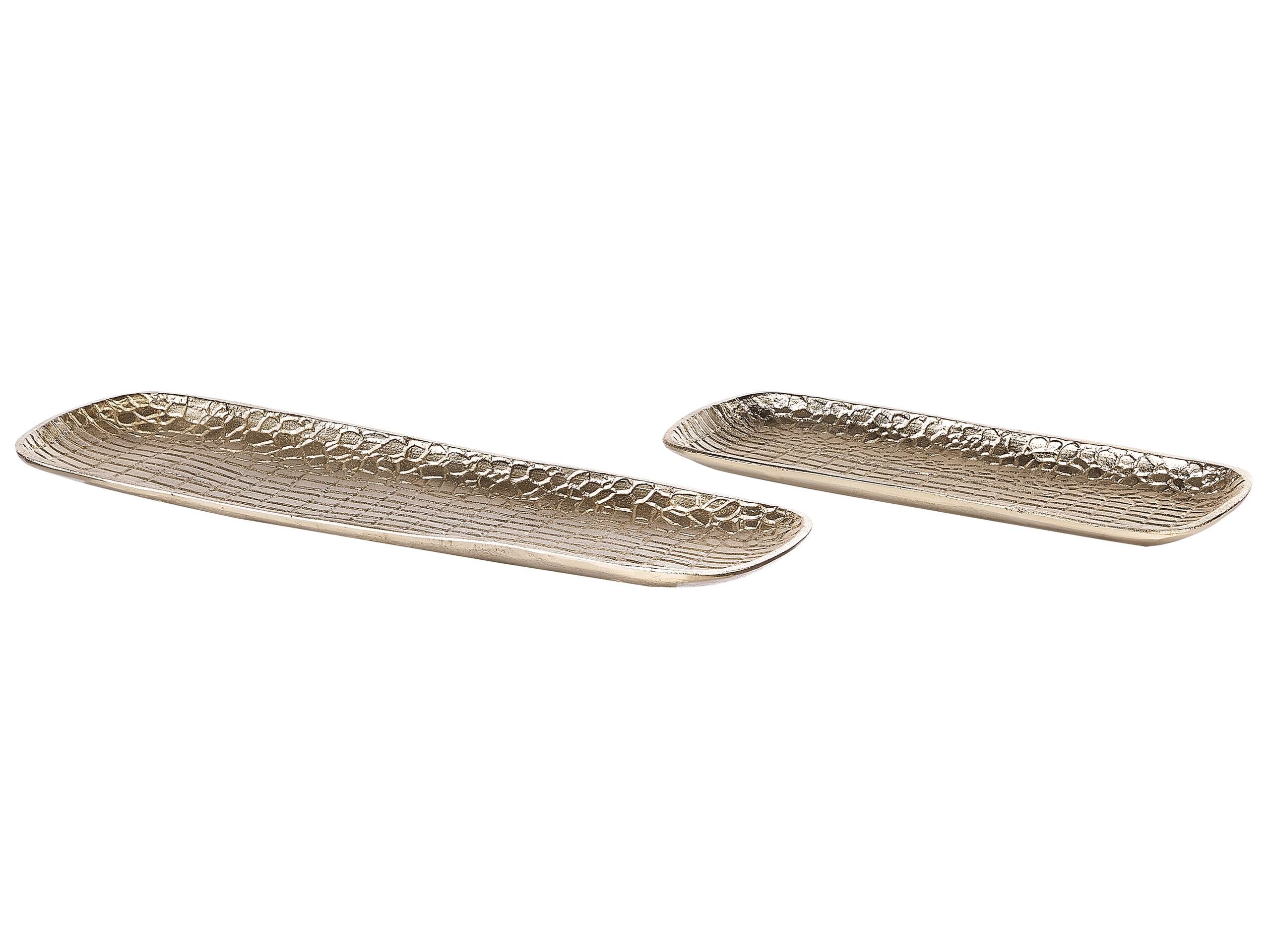 Dekoschale 2er Set Aluminium gold rechteckig Accessoires Glamourös Brantas