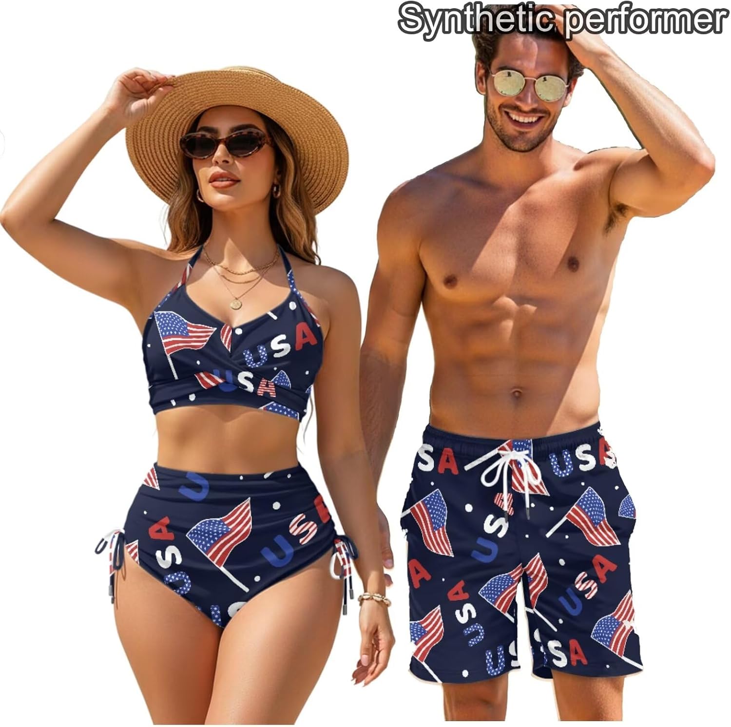 TOADDITDO Couples Bikini Sets or Swim Trunks with Pockets Outfit Husband and Wife Matching Swimsuits for Vacation/Beach