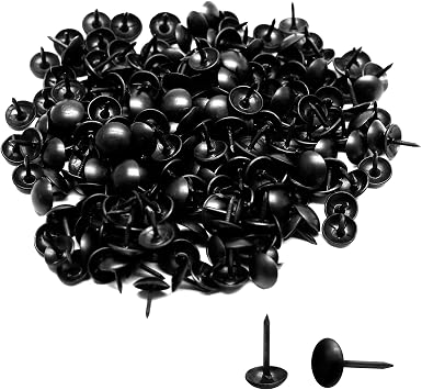 Bivethoi 220 Pcs Black Upholstery Tacks, 2/7 Inch Metal Round Head Thumb Tacks, Upholstery Pins for Furniture, DIY Project 7 x 13mm
