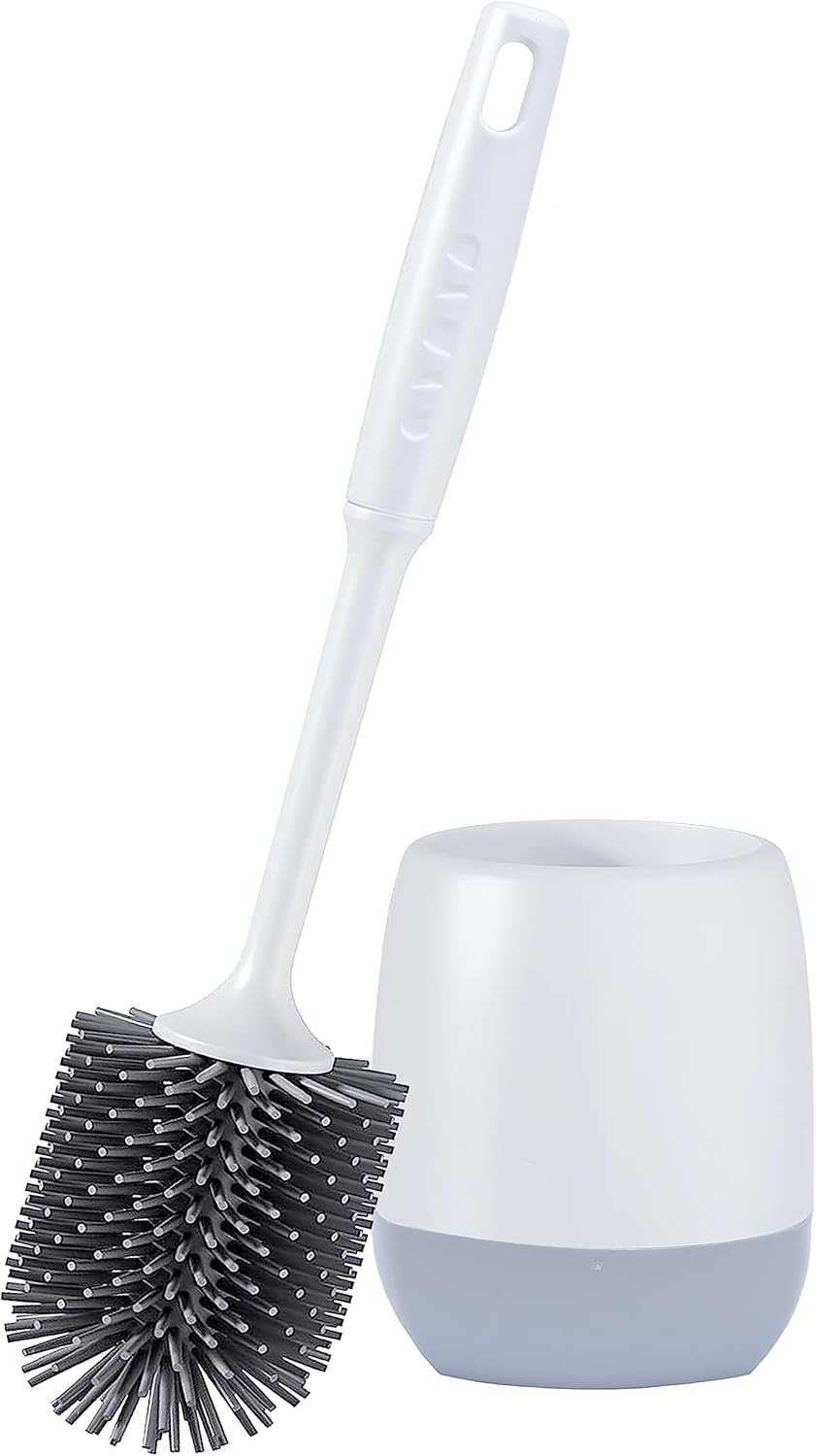 Physie Toilet Brush Round Toilet Brush with Holders with Solid Handle