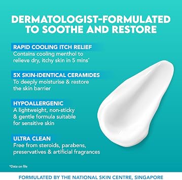 Suu Balm - Itch Relief Cream, Menthol & Ceramide Body Moisturiser - Itch Relief in 5 Minutes - Psoriasis, Dry, Sensitive Skin, Eczema Treatment (75ml))