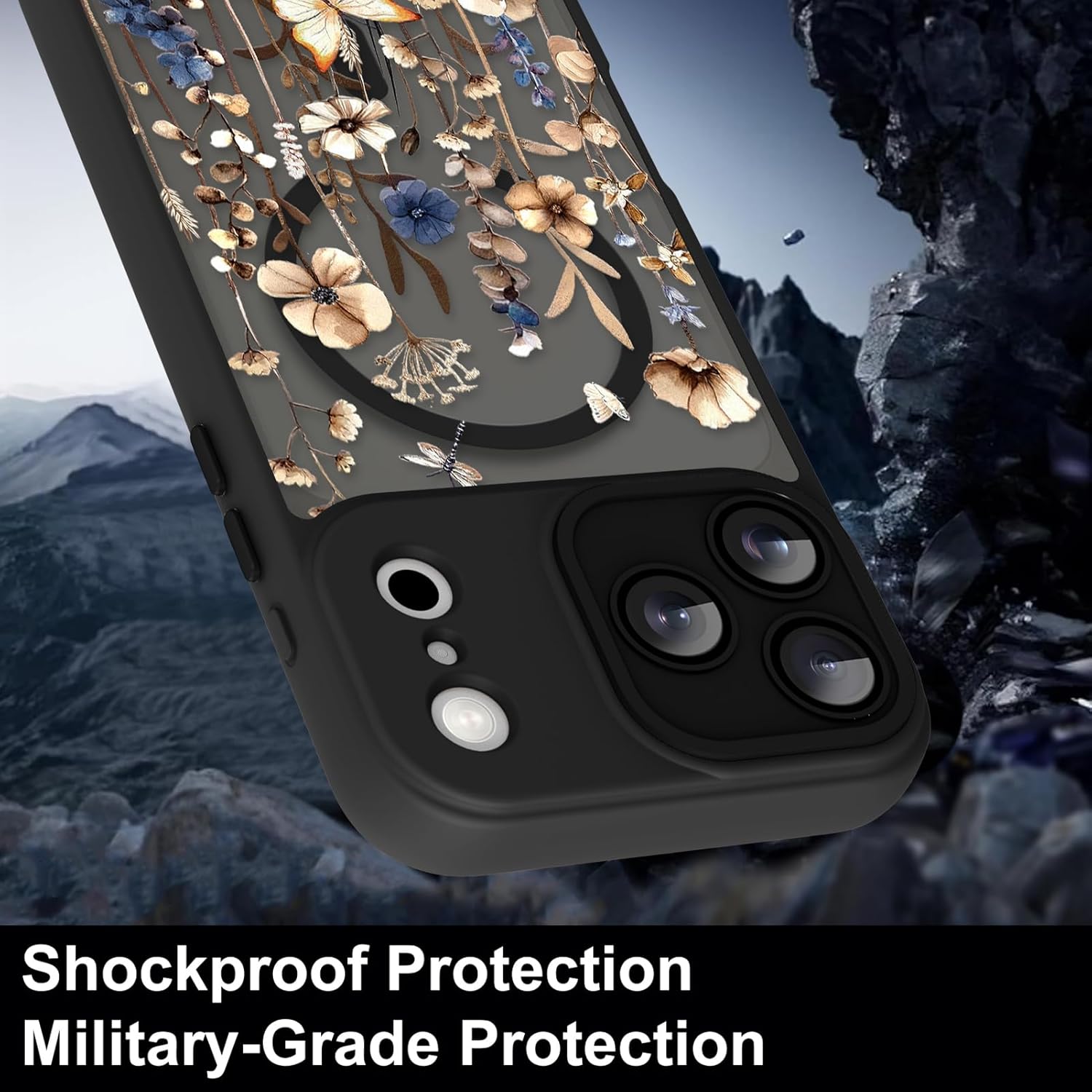 TEAUGHT Magnetic for iPhone 17 Pro Case Compatible with Magsafe, Cute Flower Floral Pattern Clear Design Slim TPU Anti-Fall Shockproof Protective Cover for Women Girls, Colorful