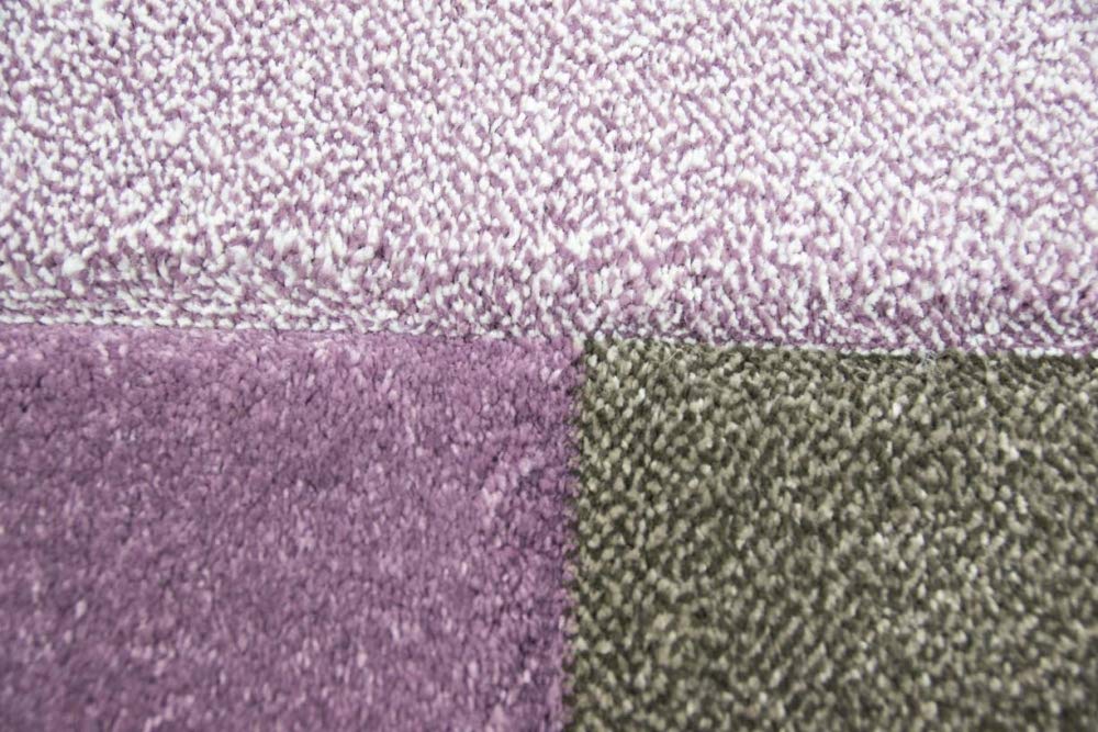 CARPETIA Teppich modern Kurzflor Teppich Karo Pastell lila beige Creme braun Größe 200 x 290 cm
