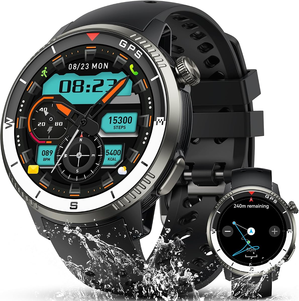 Military Smart Watch(Answer/Make Call), GPS Smartwatch for Men Women, 1.43" HD AMOLED Display, Fitness Activity Tracke with 170+ Sport Modes, 5 ATM Water-Resistance, Stress, Heart Rate, Sleep Monitor