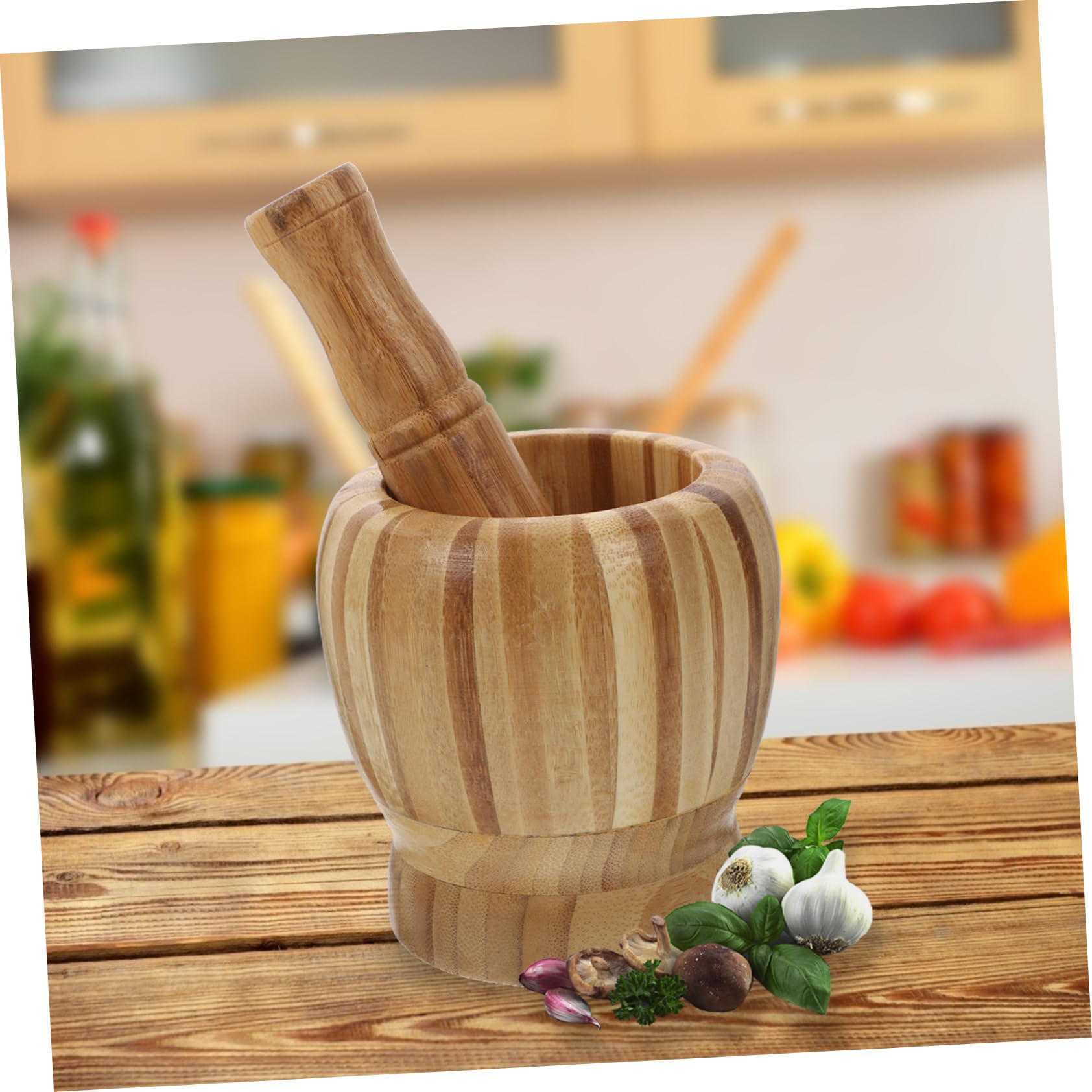 VINTORKY 1pc Bamboo Garlic Masher Garlic Grinding Tool for Dried Herbs Easy to Clean Kitchen Gadget Present for Cooking Enthusiasts