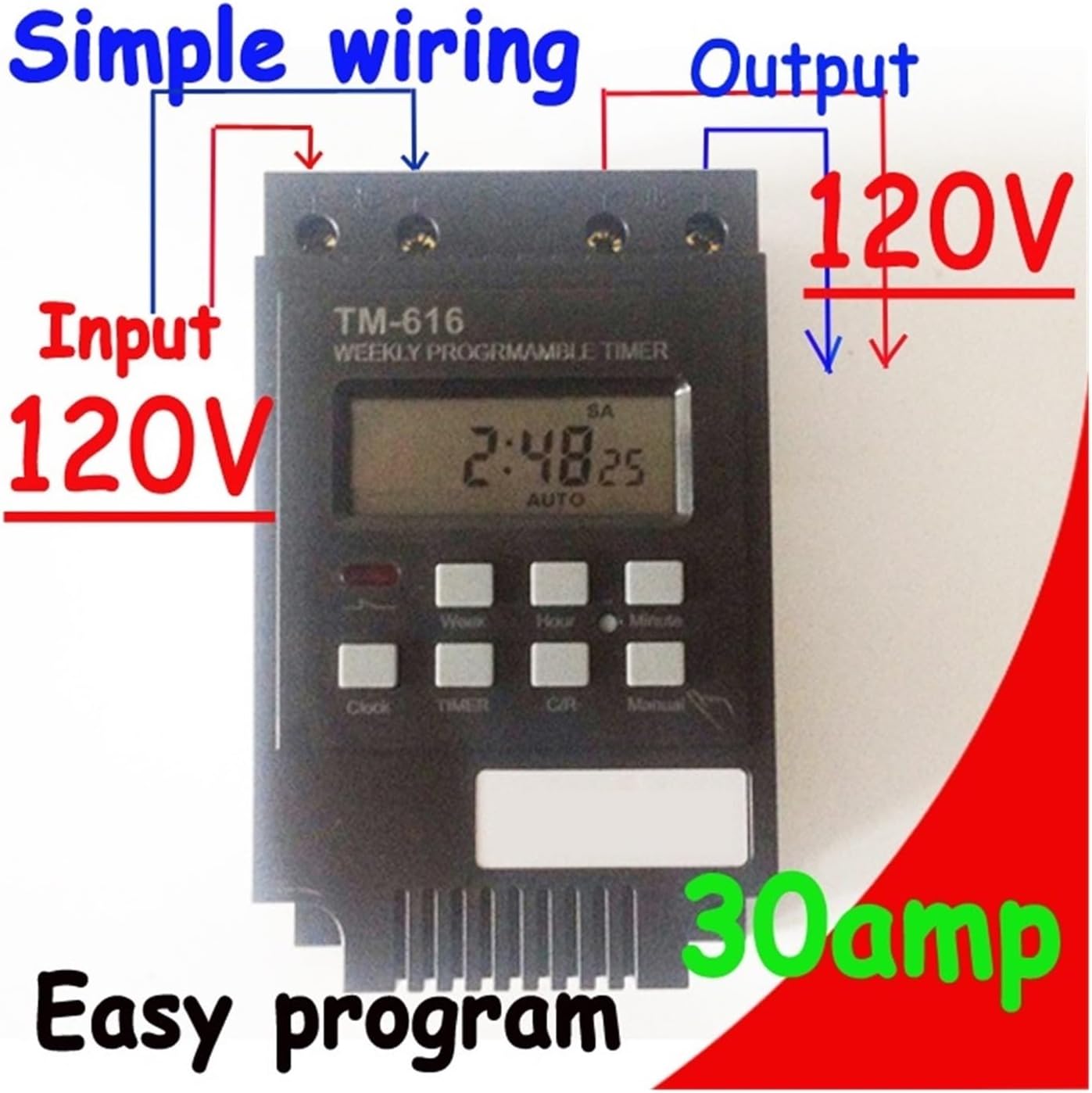 High Load 30a Time Relay 7 Days Programmable Digital Timer Switch Relay Control Time 110v 120v Ac Din Rail Mount